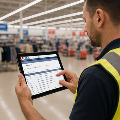 Guy looking at the maintenance work orders using eWorkOrders on his tablet.