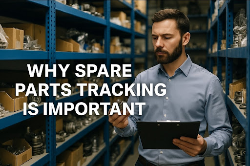 A photo showing a warehouse manager tracking spare parts
