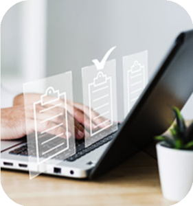 Document management and digital checklists with eWorkOrders CMMS on a laptop.