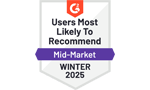 G2 Users Most Likely To Recommend 2025 Award